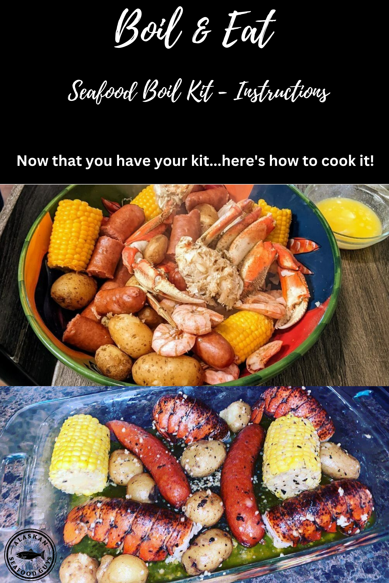 4 Person Seafood Boil Kit COMBO: Crab & Shrimp+ 2 Butters (2 Pack)