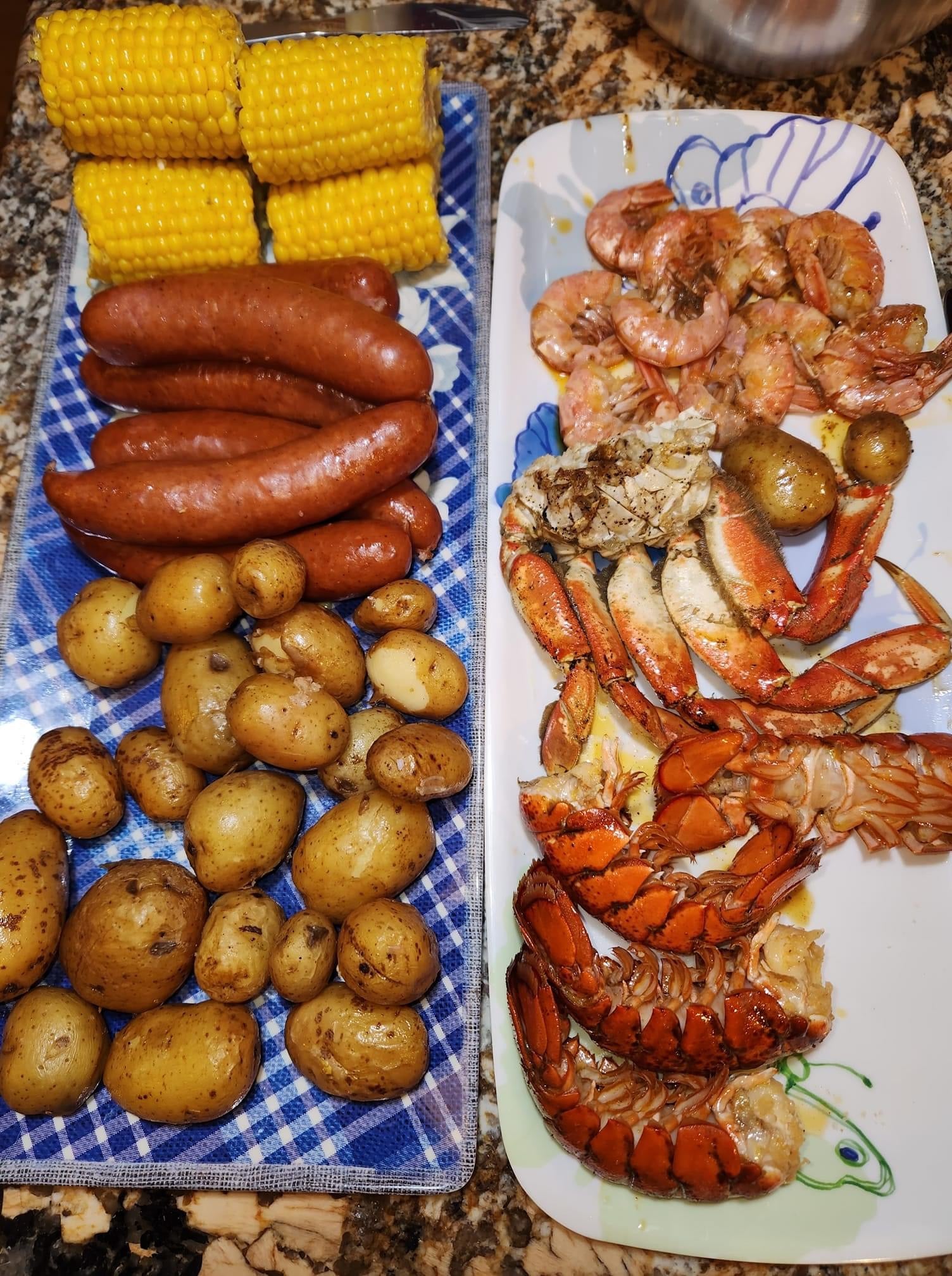 6 Person Seafood Boil Kit COMBO: Lobster Mania, Snow Crab, Shrimp + 3 Butters