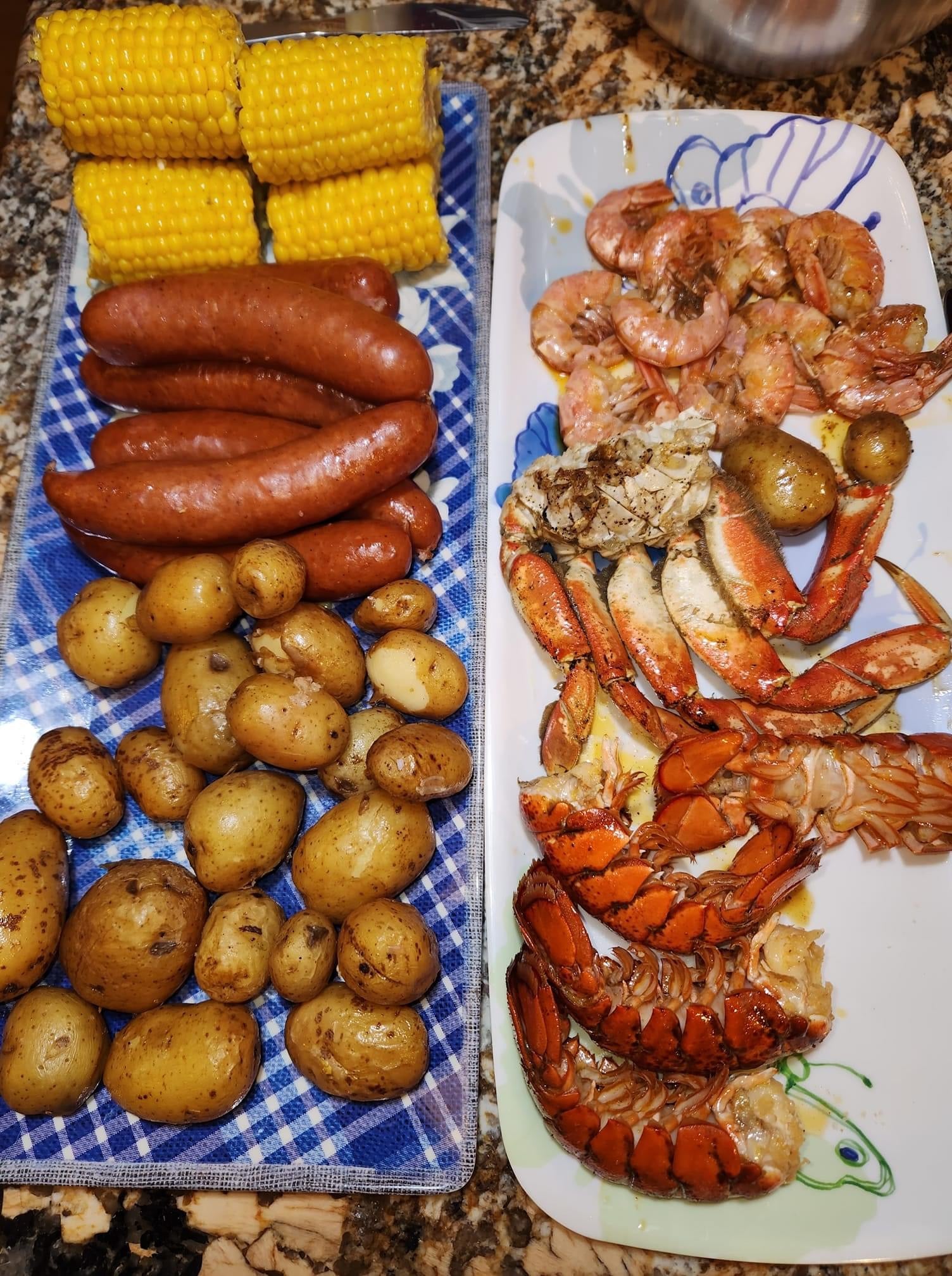 6 Person Seafood Boil Kit COMBO: Lobster Mania, Crab, Shrimp + 3 Butters (3 Pack)